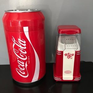 Coca-Cola mini fridge & free air popcorn machine